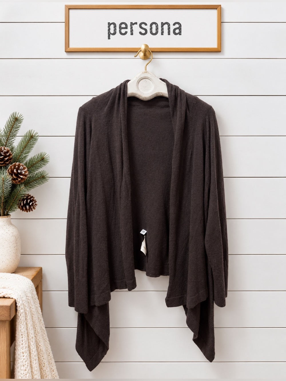 Persona by Marina Rinaldi – Asymmetrical Wool Cashmere Blend Cardigan – L